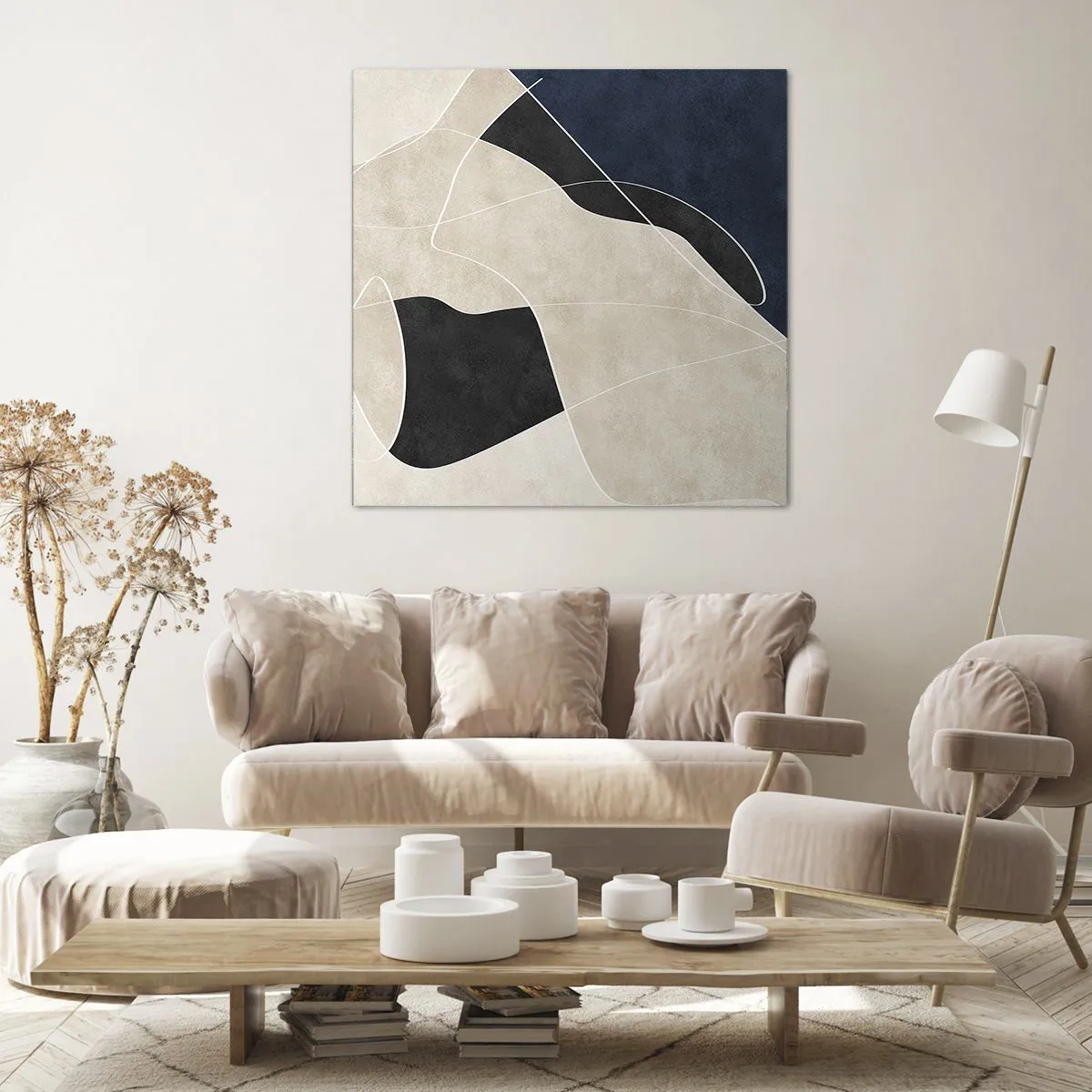 Quadro em tela - Composição abstrata – contraste de cores - 70x70 cm