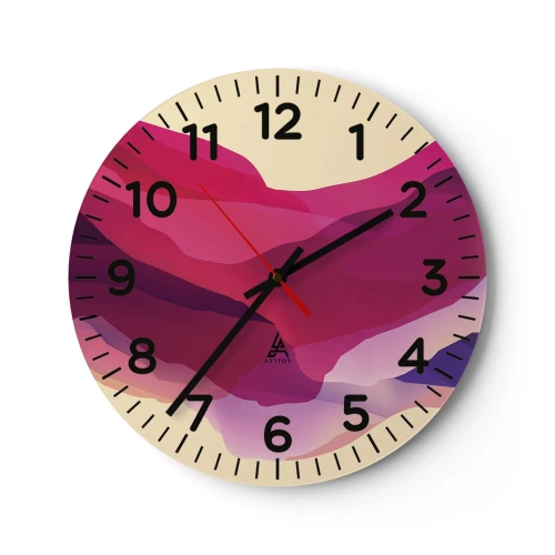 Relógio de parede - Relógio em vidro - Ondas de roxo - 30x30 cm
