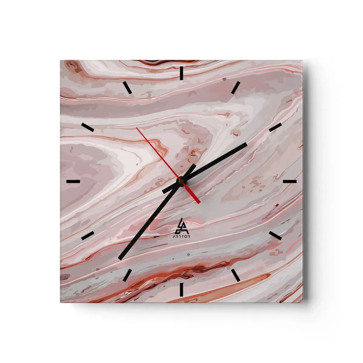 Relógio de parede - Relógio em vidro - Rosa líquido - 30x30 cm