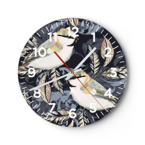 Relógio de parede - Relógio em vidro - Canto amarelo-azul - 40x40 cm