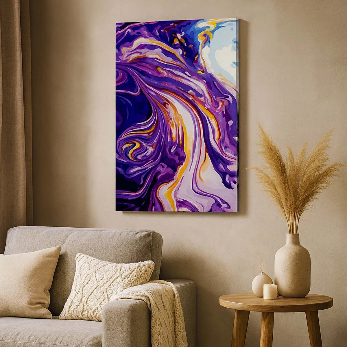 Quadro em tela - Onde o espaço se dobra em roxo - 50x70 cm