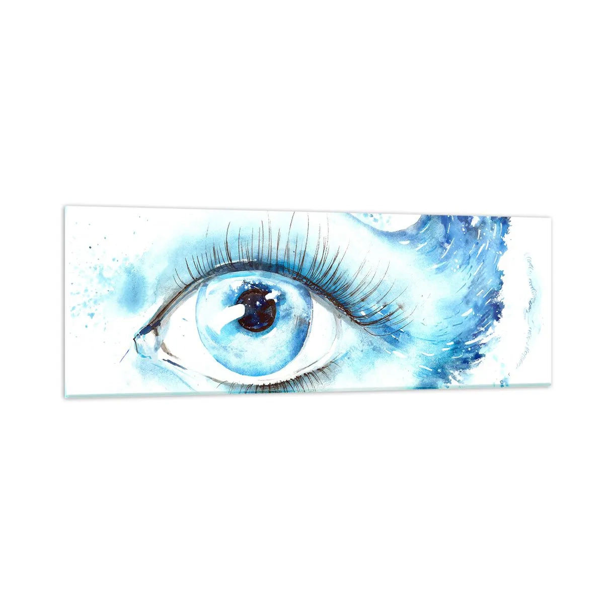 Quadro em vidro - Mergulho no olhar azul - 90x30 cm