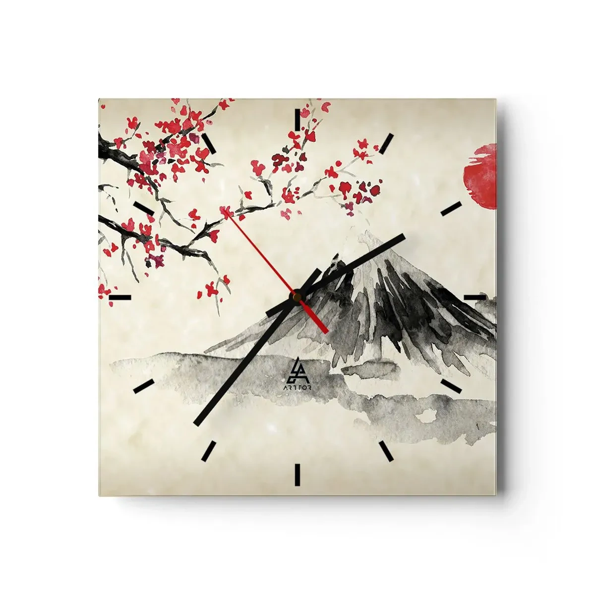 Relógio de parede - Relógio em vidro - Ame o Japão - 40x40 cm