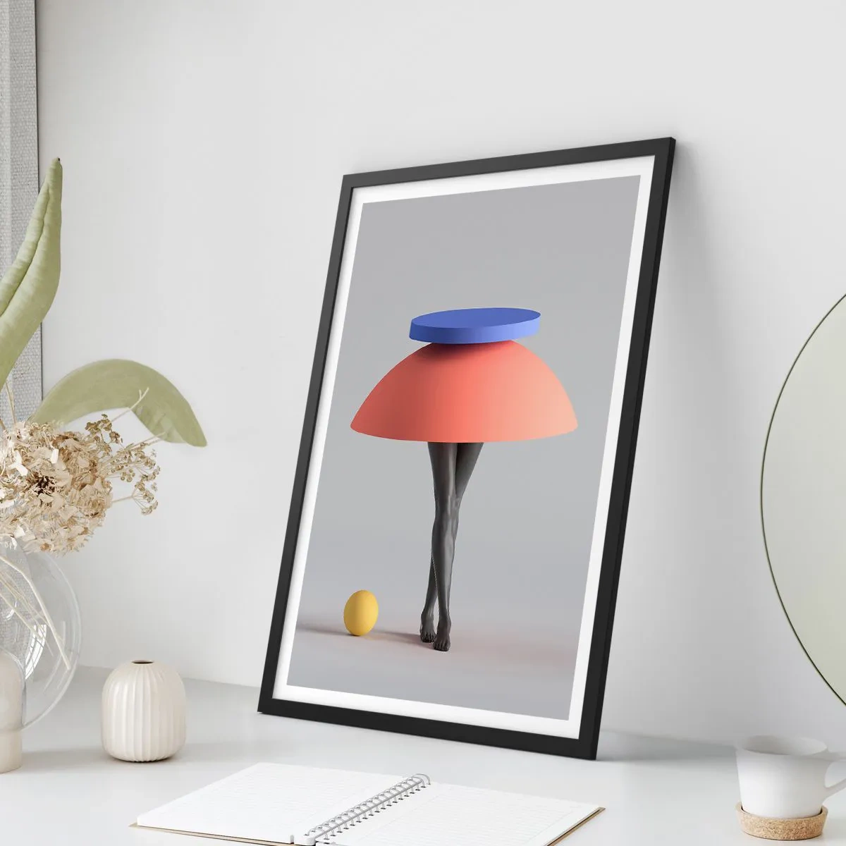 Pôster com moldura preta - Composição surrealista - 30x40 cm