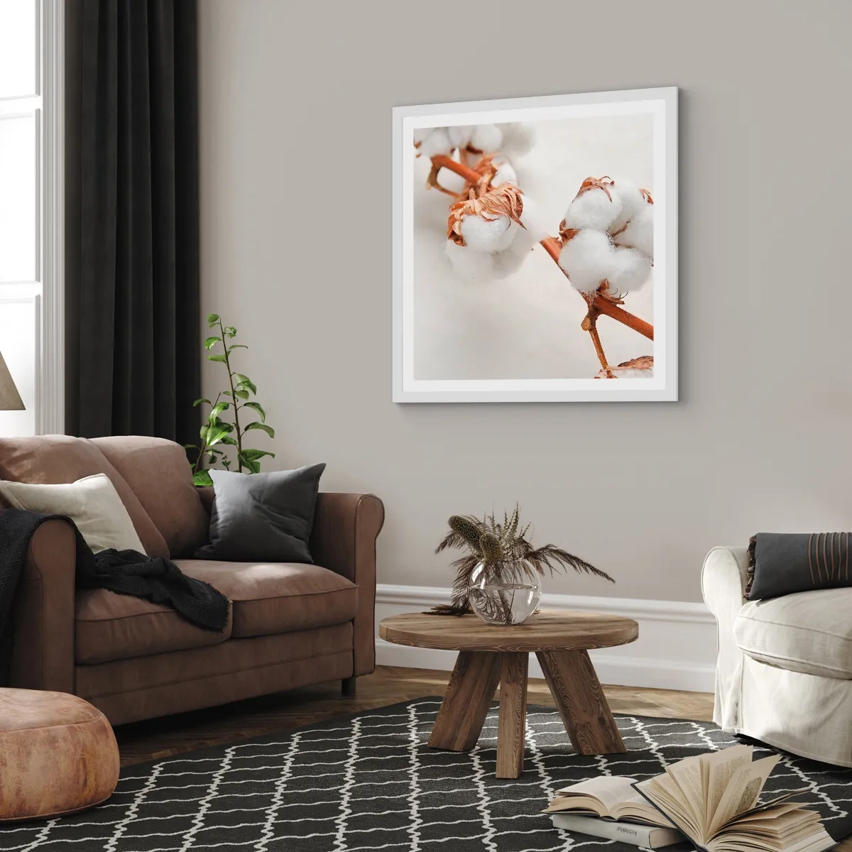 Pôster em moldura branca - Apenas acaricie - 60x60 cm