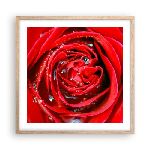 Pôster com moldura de carvalho claro - Em gotas de orvalho - 50x50 cm