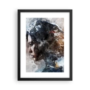 Pôster com moldura preta - Uma história sobre uma menina e uma cidade ao fundo - 30x40 cm