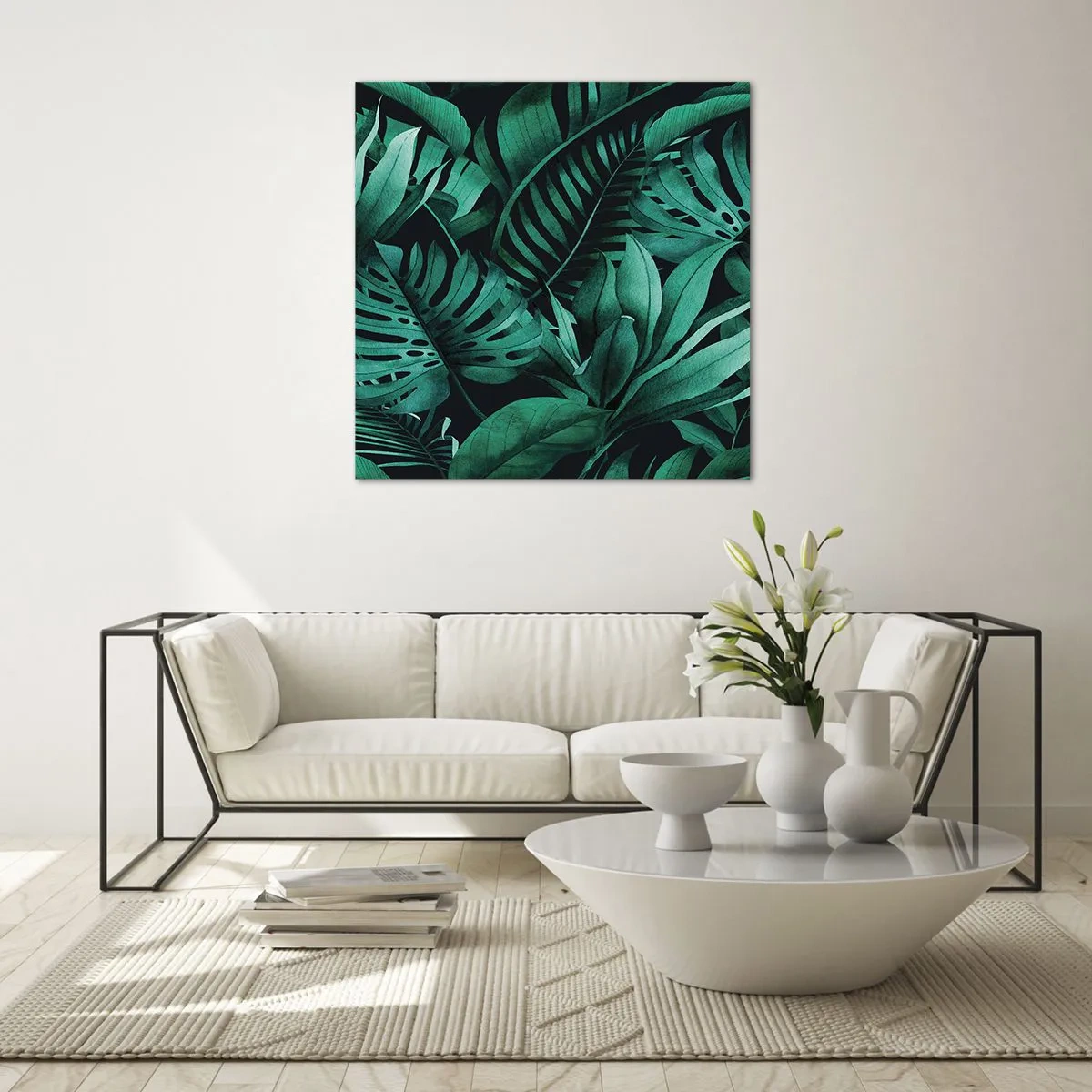 Quadro em vidro - A profundidade da vegetação tropical - 70x70 cm
