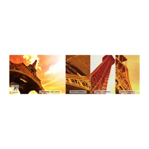 Amostra de papel de parede Premium Canvas - Monumental, dourada pelo sol - Cidade, Paris, Torre Eiffel - 100x30 cm
