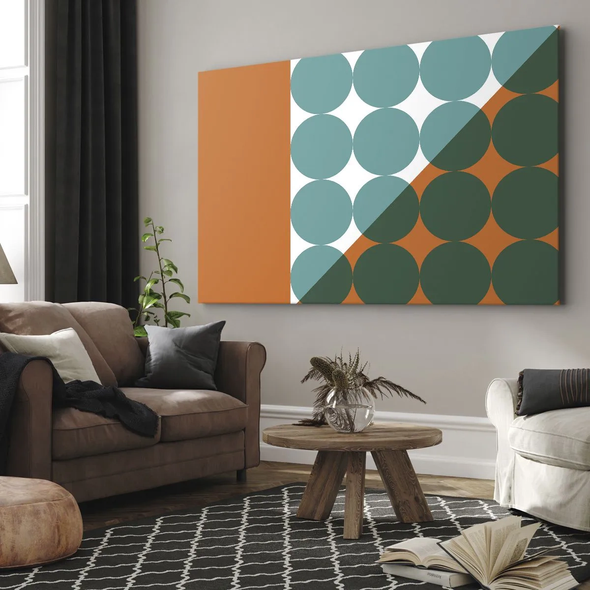 Quadro em tela - Padrões geométricos em cores contrastantes - 70x50cm - Para cima e na diagonal - Decoração de parede moderna para a sala de estar e quarto ARTTOR