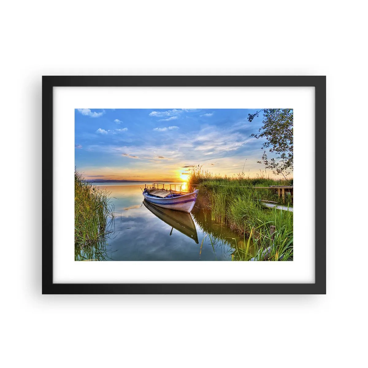 Pôster com moldura preta - Enseada de sonhos realizados - 40x30 cm