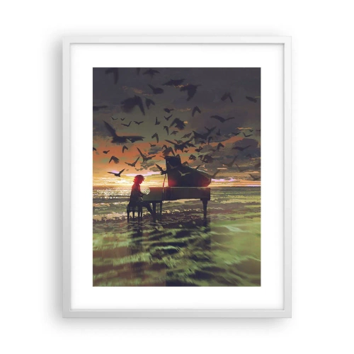 Pôster em moldura branca - Um concerto de piano e ondas - 40x50 cm