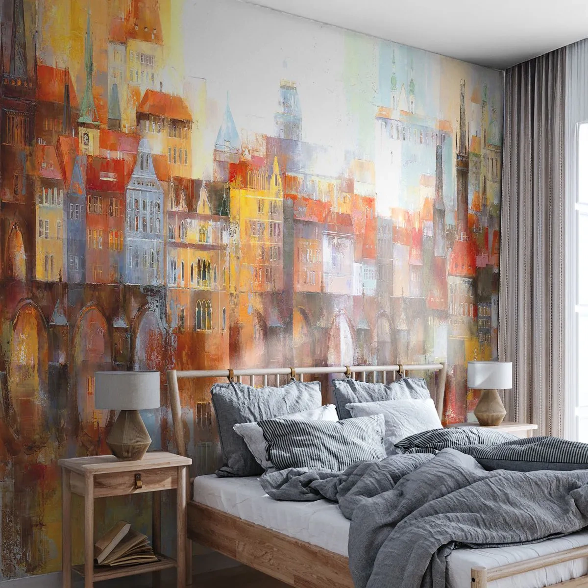 Papel de Parede Autocolante Deluxe Sticker - Debaixo da ponte também é bonito - Cidade, Praga, Arquitetura - 500x350 cm