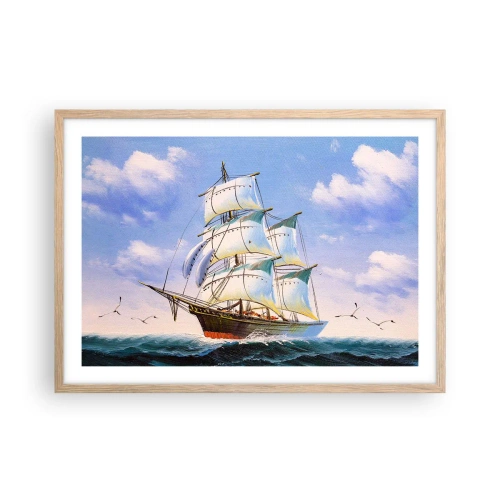 Pôster com moldura de carvalho claro - Orgulhosamente com o vento - 70x50 cm