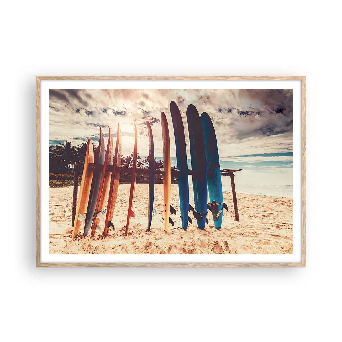 Pôster com moldura de carvalho claro - Boa noite, até amanhã - 100x70 cm