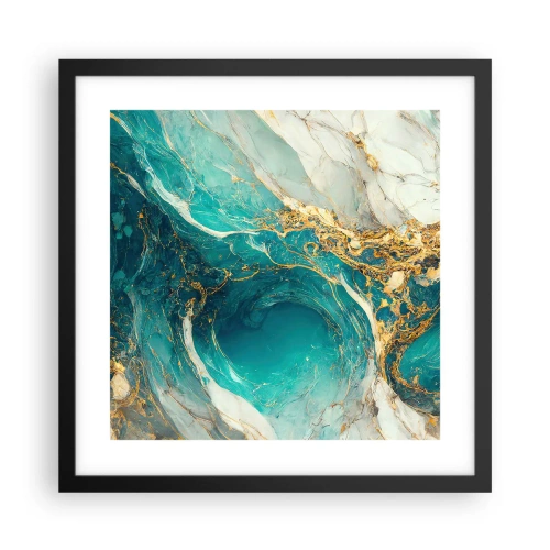 Pôster com moldura preta - Composição com veios d'ouro - 40x40 cm