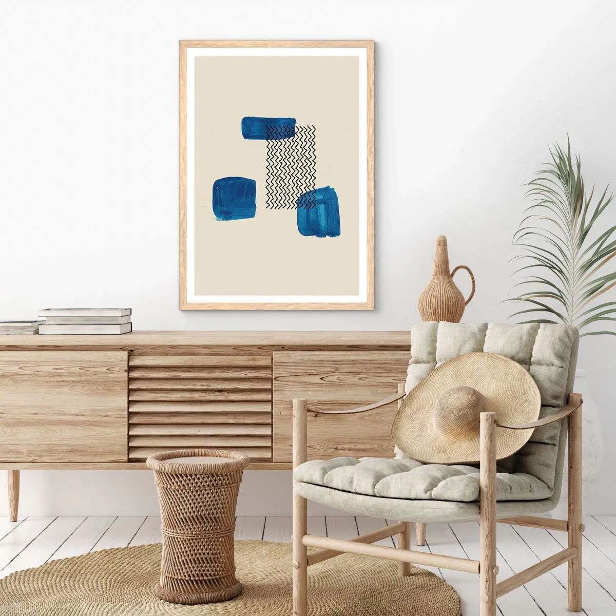 Pôster com moldura de carvalho claro - Quarteto abstrato - 30x40 cm