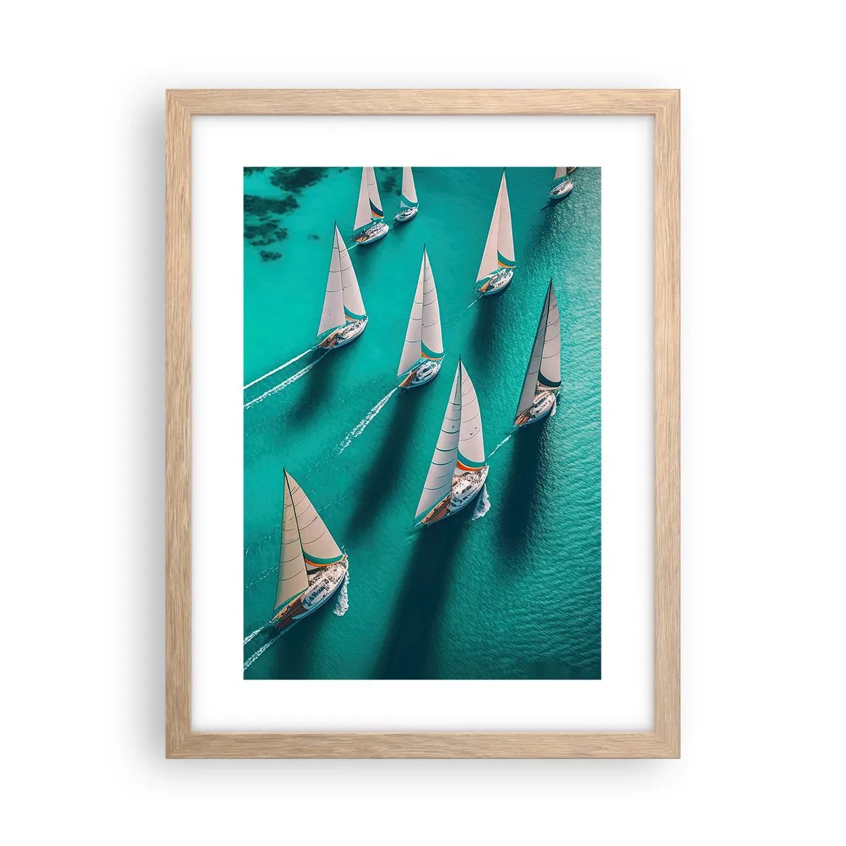 Pôster com moldura de carvalho claro - Numa competição com o vento - 30x40 cm