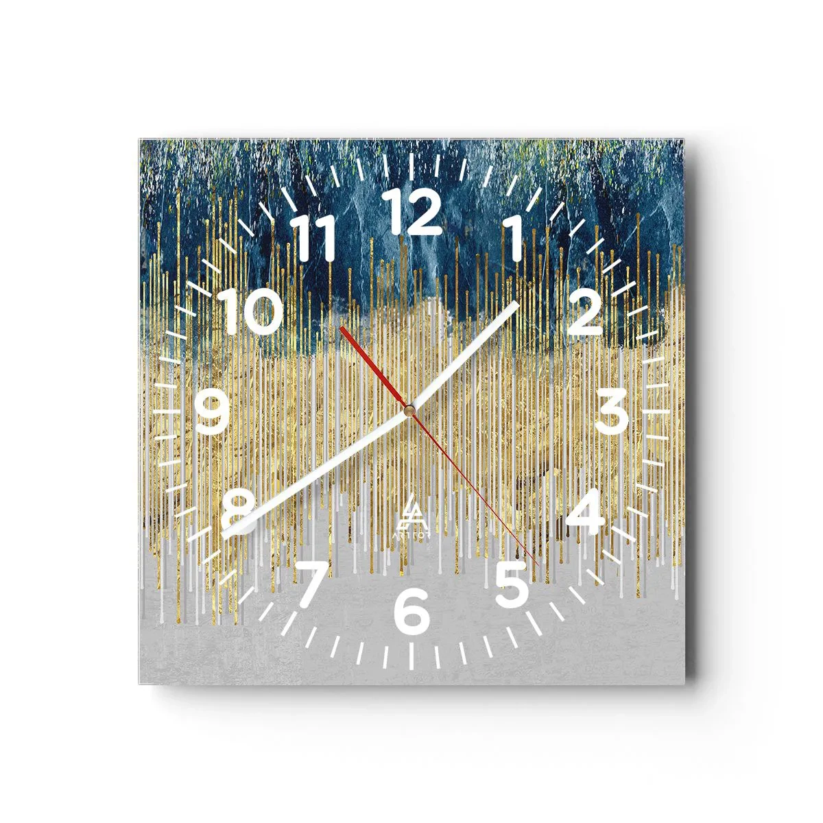 Relógio de parede - Relógio em vidro - Borda dourada - 40x40 cm
