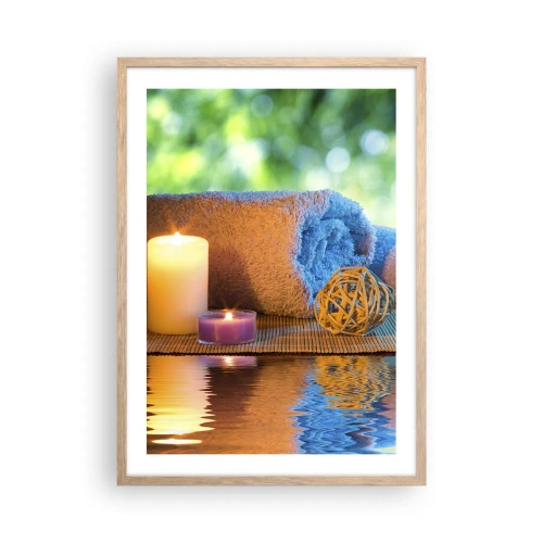 Pôster com moldura de carvalho claro - Tempo para o corpo - 50x70 cm