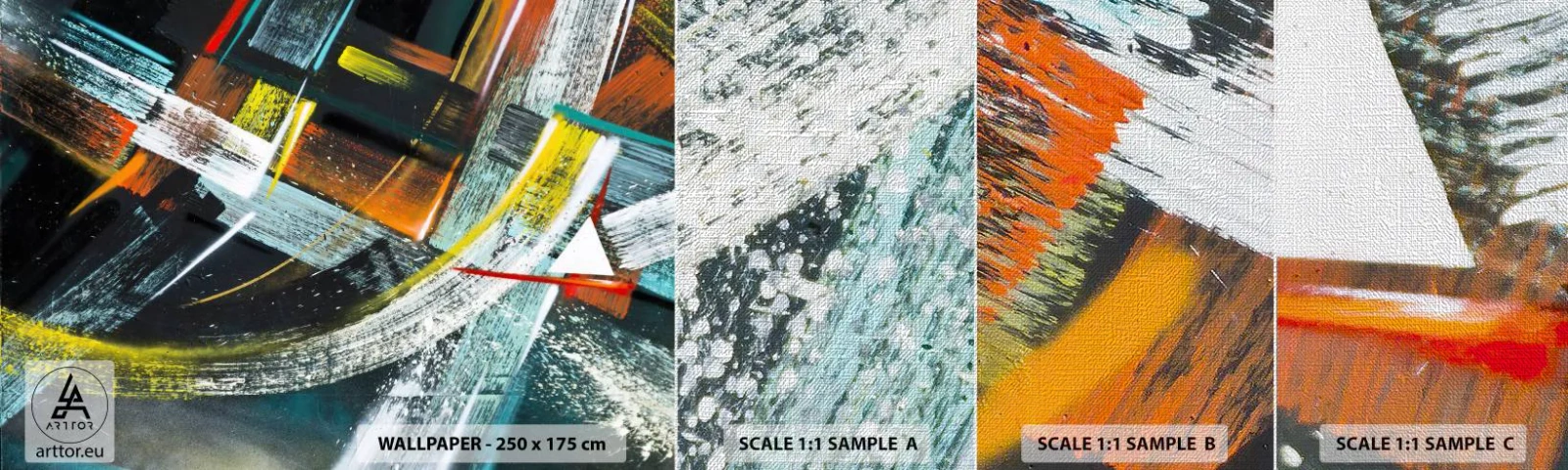 Amostra de papel de parede Premium Canvas - Energia de movimento - Abstração, Pedaço, Arte Moderna - 100x30 cm