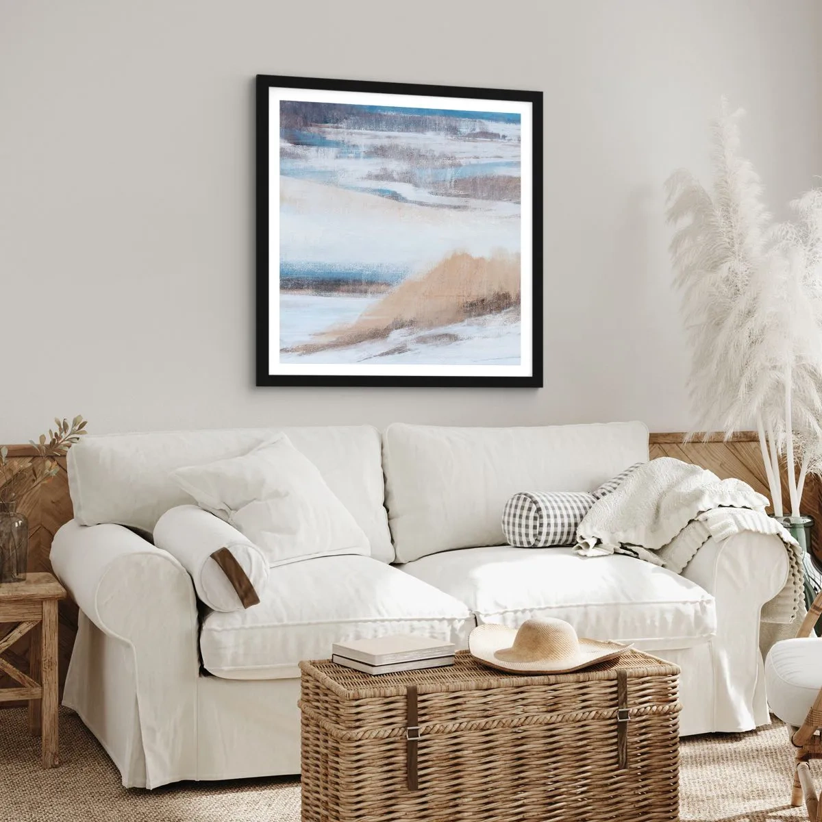 Pôster com moldura preta - Composição de inverno - 50x50 cm