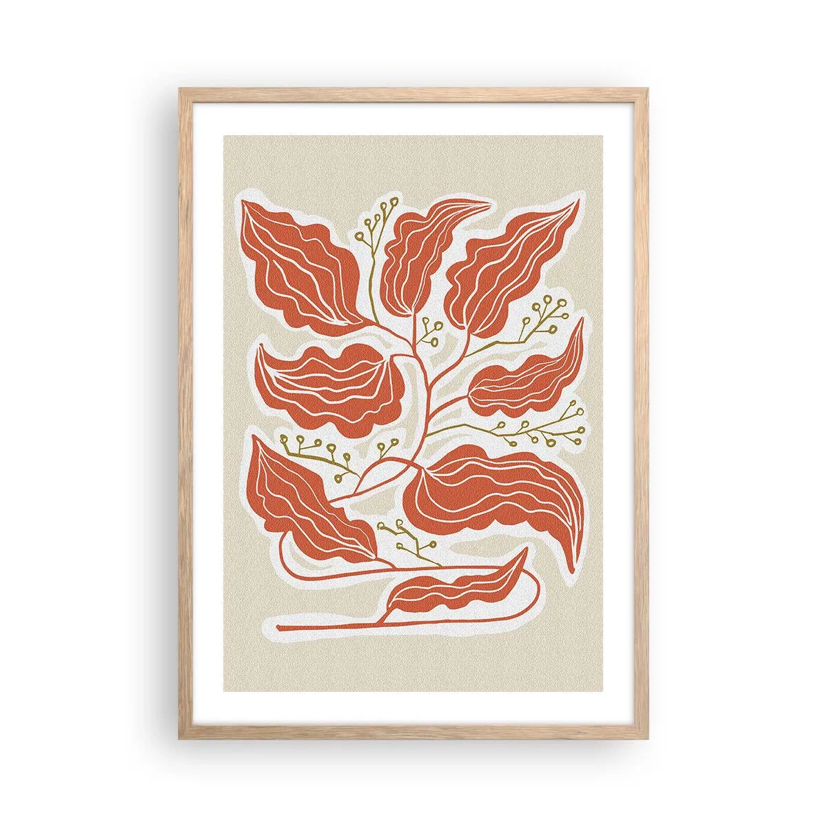 Pôster com moldura de carvalho claro - Folclórico e coral - 50x70 cm