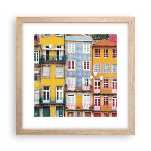 Pôster com moldura de carvalho claro - Cores da cidade velha - 30x30 cm