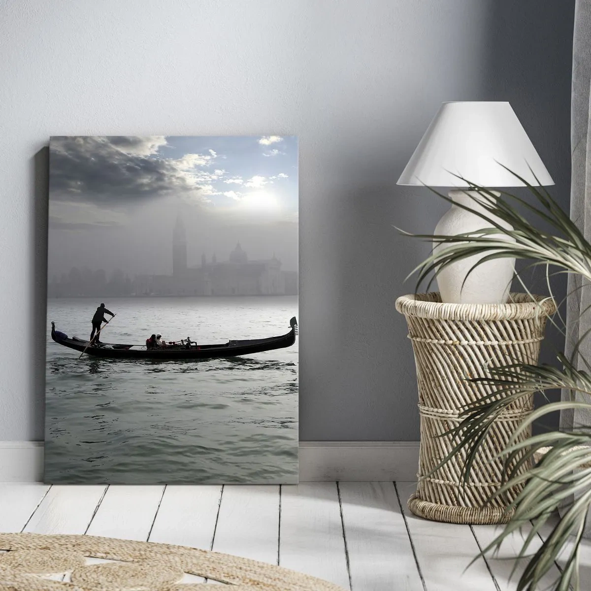Quadro em tela - Uma cidade fabulosa feita de água e nevoeiro - 80x120 cm