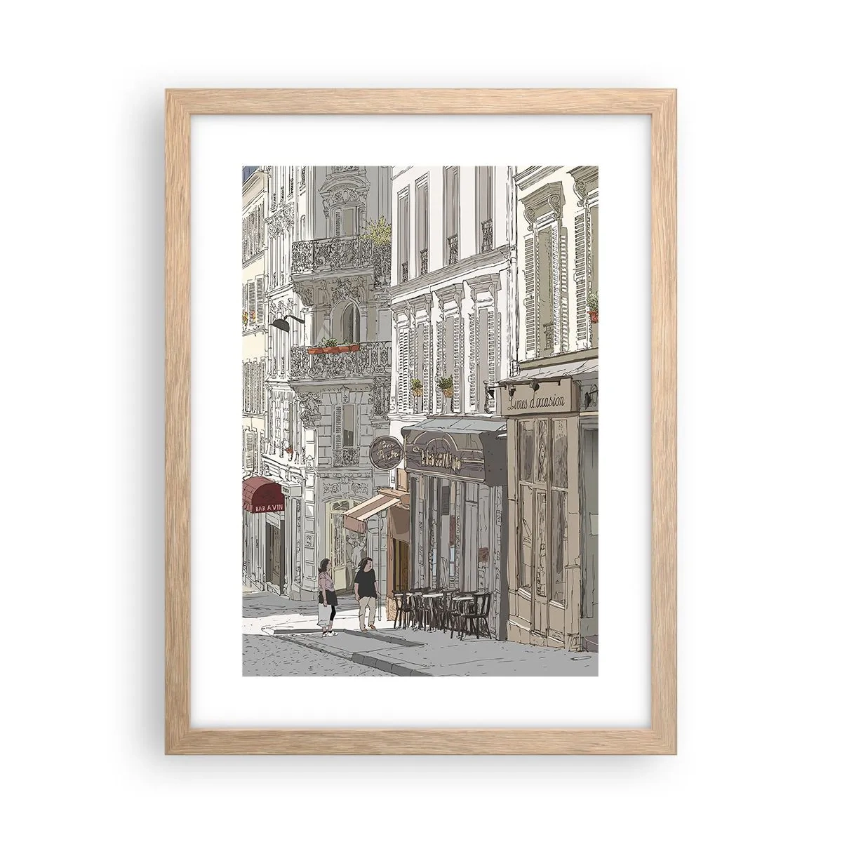 Pôster com moldura de carvalho claro - Alegrias urbanas - 30x40 cm