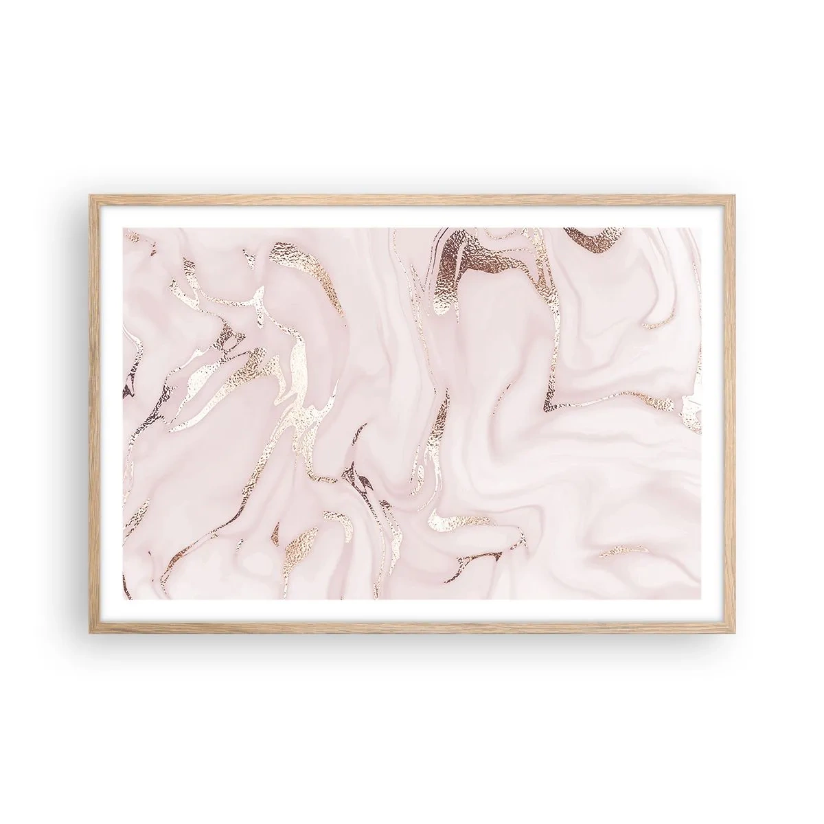 Pôster com moldura de carvalho claro - Num lenço cor-de-rosa - 91x61 cm