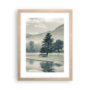 Pôster com moldura de carvalho claro - O lago ainda está a dormir - 30x40 cm