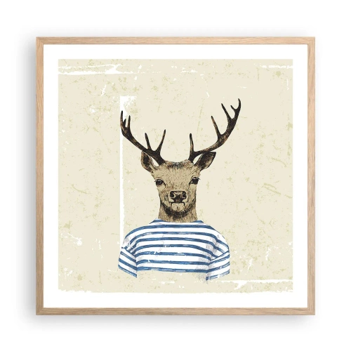 Pôster com moldura de carvalho claro - Porque eu gosto de camisas listradas! - 60x60 cm