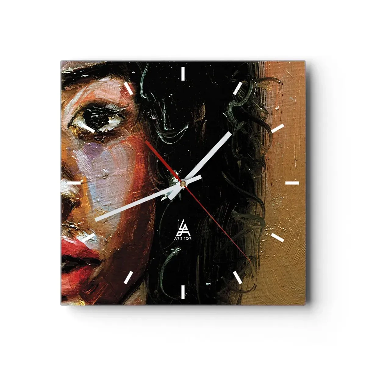 Relógio de parede - Relógio em vidro - Preto e brilho - 30x30 cm