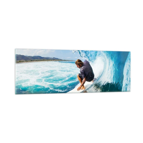 Quadro em vidro - Dançando com as ondas - 90x30 cm