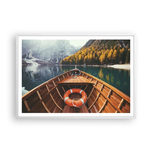 Pôster em moldura branca - Excursão na montanha - 100x70 cm