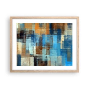 Pôster com moldura de carvalho claro - Através da cortina azul - 50x40 cm