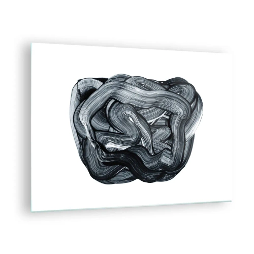 Quadro em vidro - Abstração de pincelada em preto e branco - 70x50cm - Não é assim tão simples - Decoração de parede moderna para a sala de estar e quarto ARTTOR