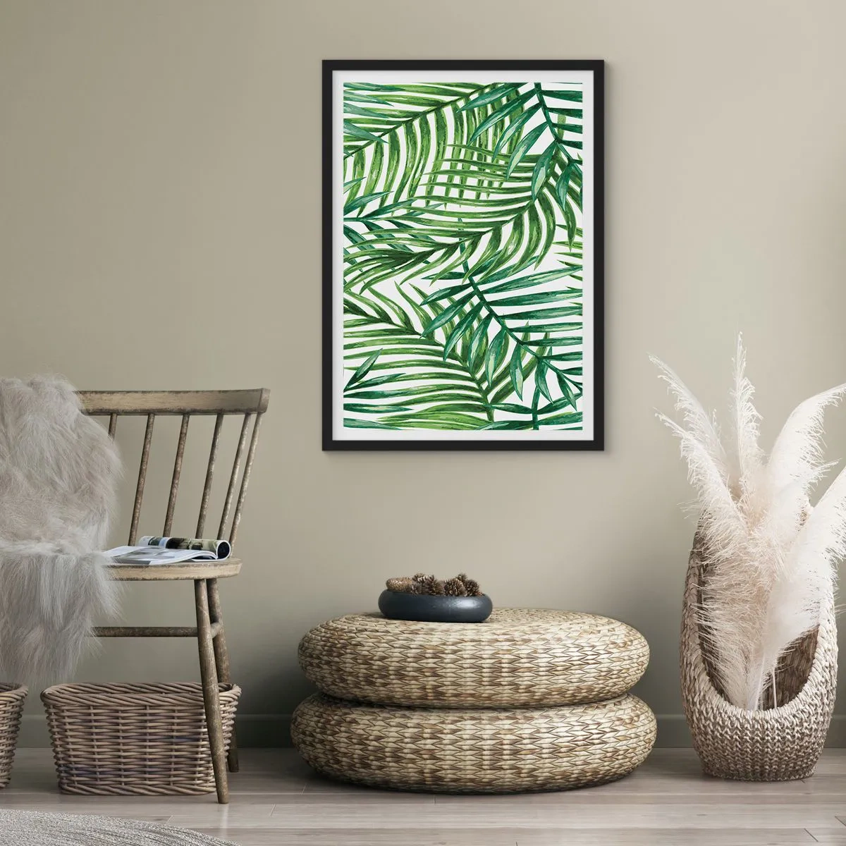 Pôster com moldura preta - Sob as folhas verdes - 40x50 cm