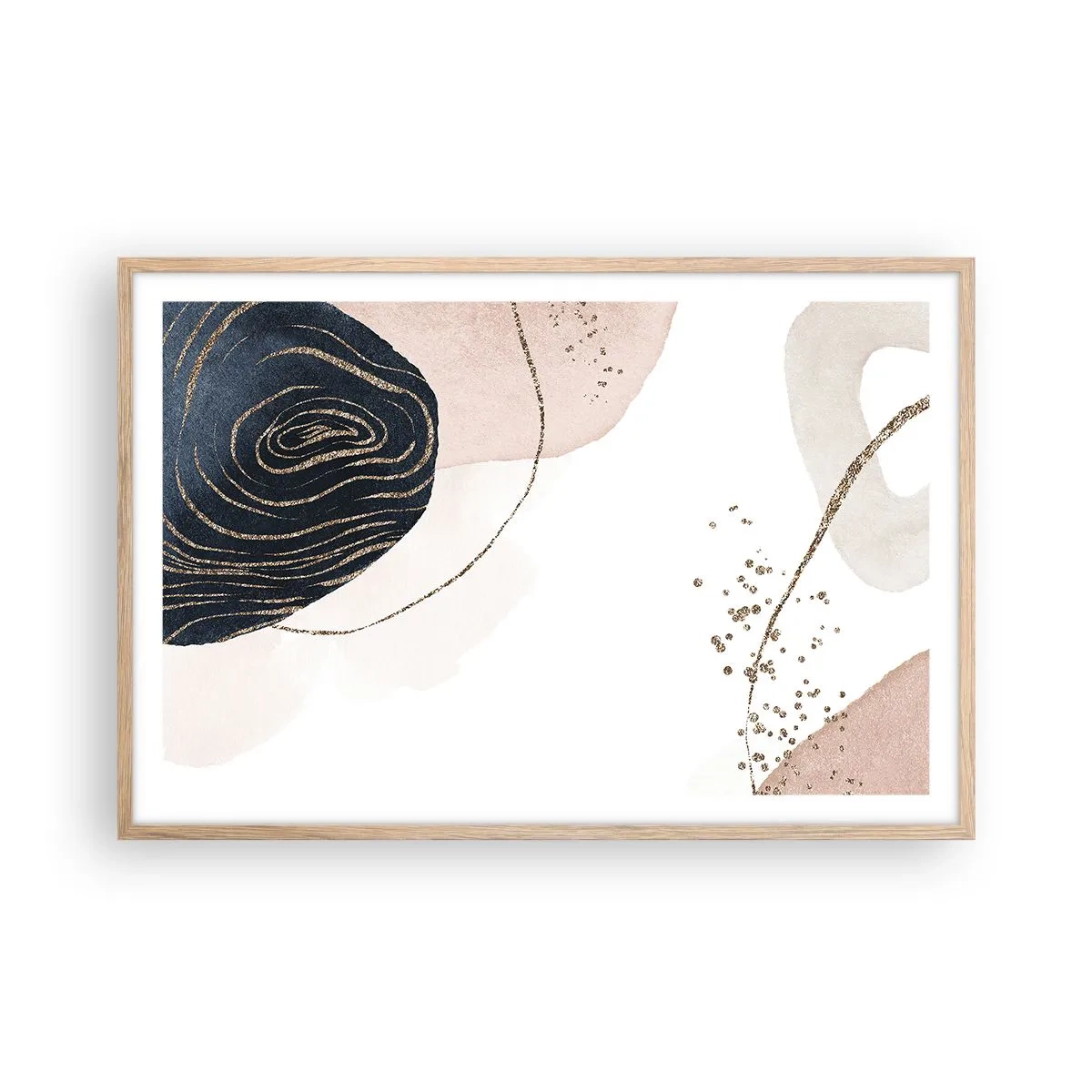 Pôster com moldura de carvalho claro - Tudo flui - 91x61 cm