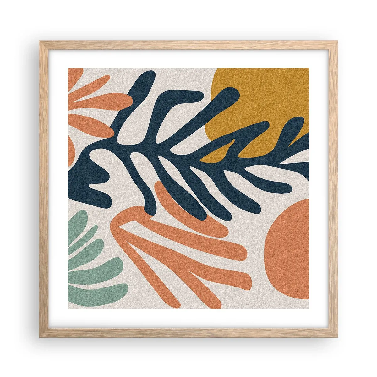 Pôster com moldura de carvalho claro - Mares de coral - 50x50 cm