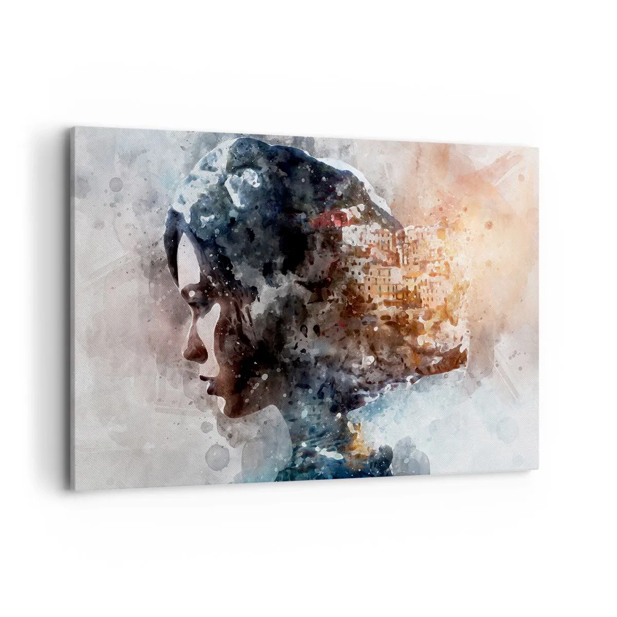 Quadro em tela - Uma história sobre uma menina e uma cidade ao fundo - 120x80 cm