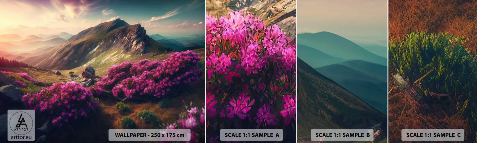 Amostra de Papel de Parede Standard Eco - Verão nas montanhas - Paisagem, Natureza, Montanhas - 100x30 cm