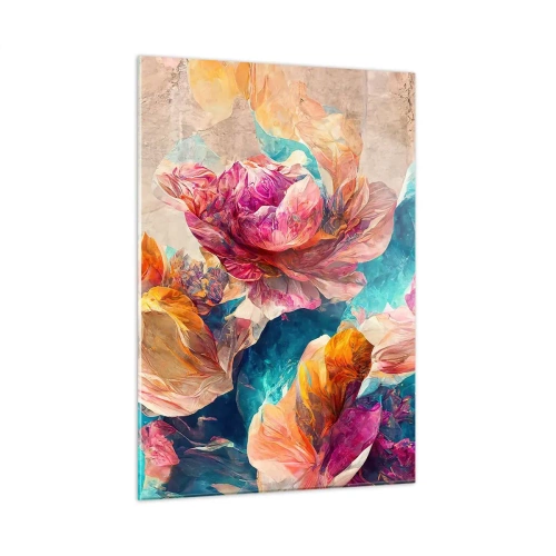 Quadro em vidro - Esplendor colorido do buquê - 50x70 cm