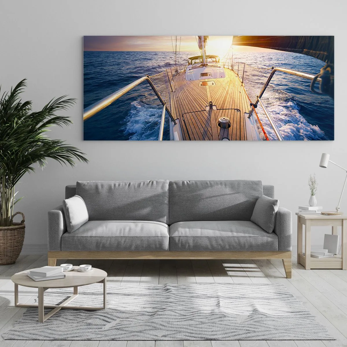 Quadro em vidro - Correr sobre as ondas - 100x40 cm