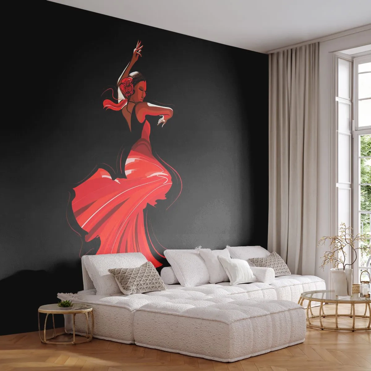 Papel de Parede Premium Canvas - O espírito ardente do flamenco - Dançarino, Flamenco, Dança - 250x175 cm