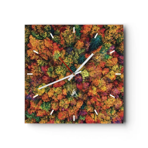 Relógio de parede - Relógio em vidro - Bouquet de árvores de Outono - 30x30 cm