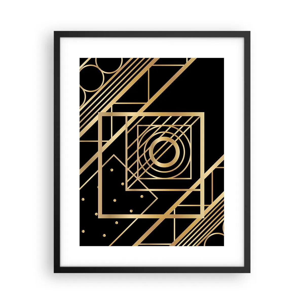 Pôster com moldura preta - Geometria dourada - 40x50 cm