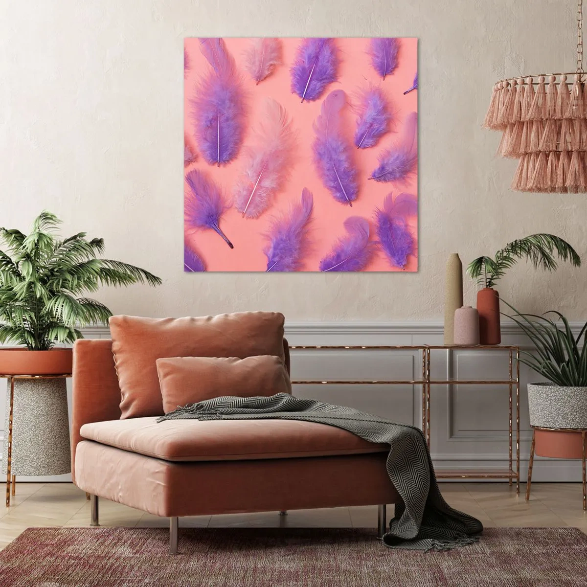 Quadro em tela - Ave lilás do desejo - 50x50 cm