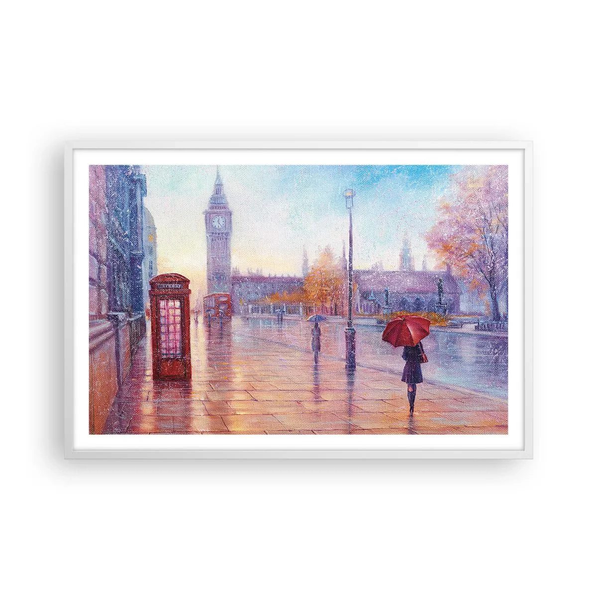 Pôster em moldura branca - Um dia de outono em Londres - 91x61 cm